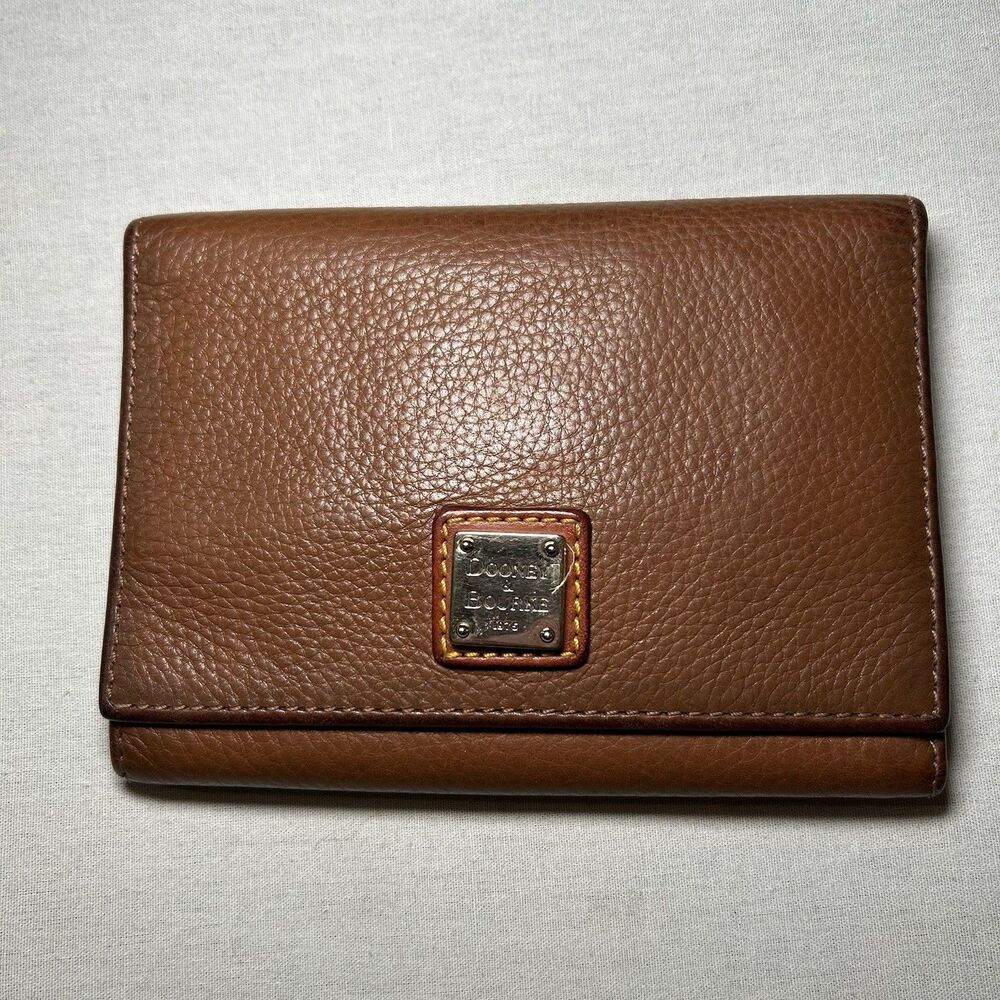 Dooney & Bourke Pebble Grain Flap Wallet brown leather, snap closure